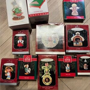 Hallmark Holiday Ornament Set - Red, Green, White 11 ornaments.